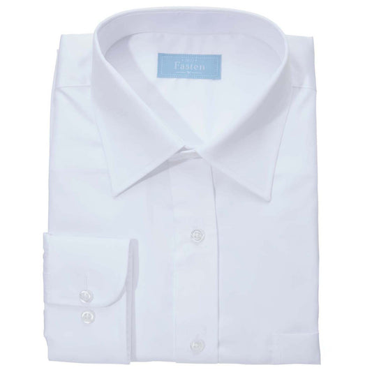The Fasten Launch Shirt in white with closed cuff