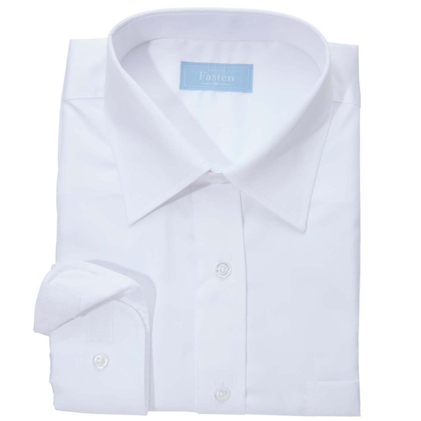The Fasten Launch Shirt in white with open cuff